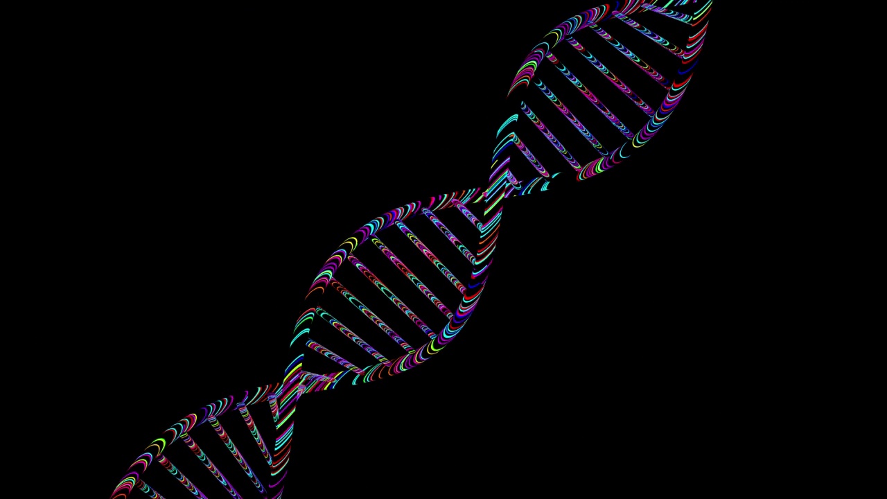 黑色背景全息DNA旋转动画，简单科学视频素材