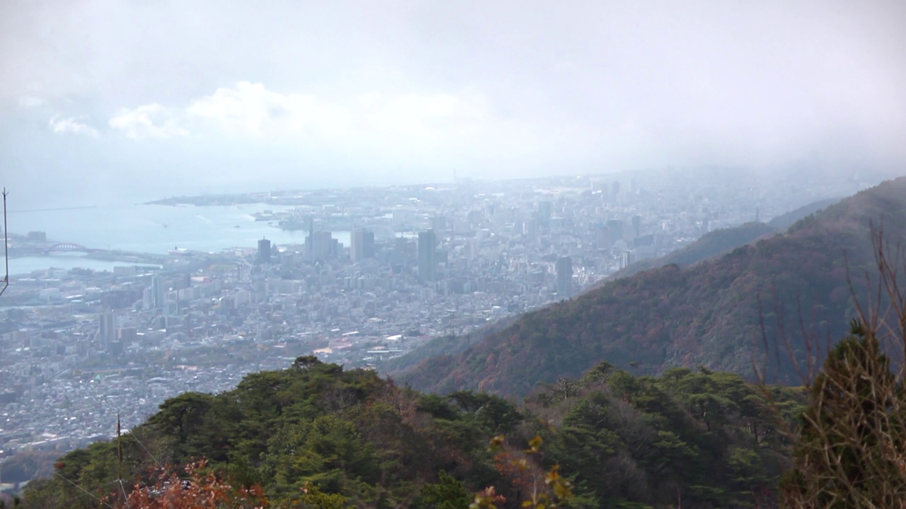 从山上看神户的城市风景，兵库，日本视频素材