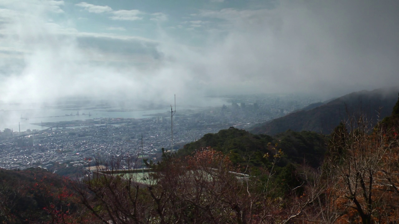 从山上看神户的城市风景，兵库，日本视频素材