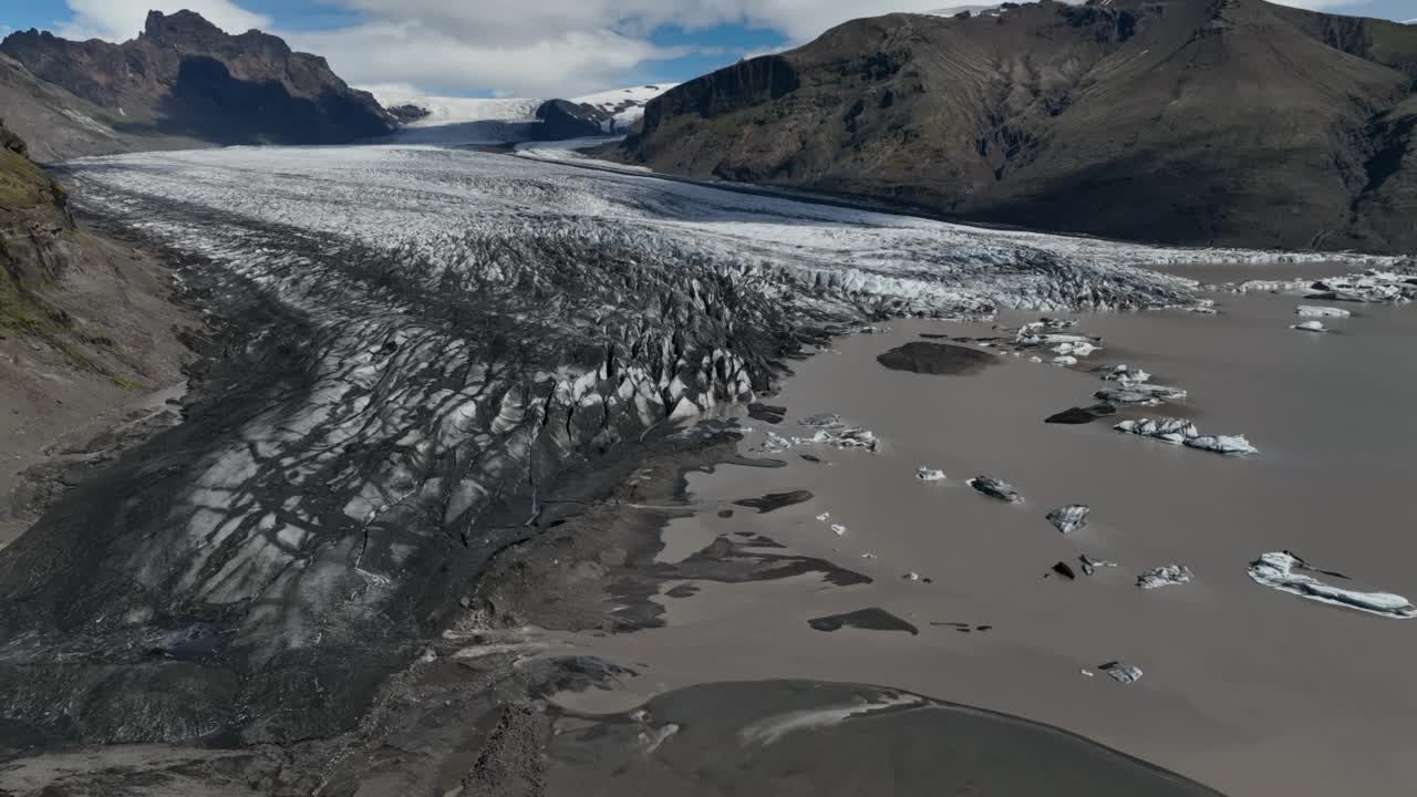 冰岛的Skaftafell国家公园和Vatnajökull冰川舌视频素材