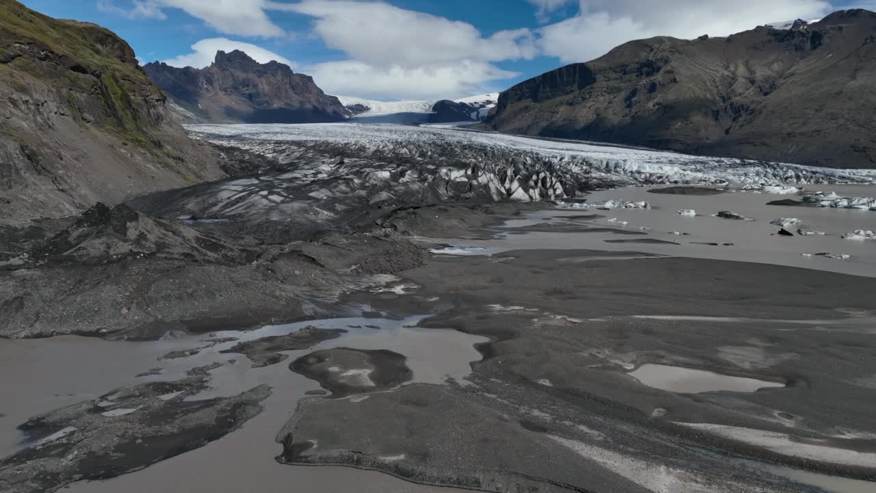 冰岛的Skaftafell国家公园和Vatnajökull冰川舌视频素材