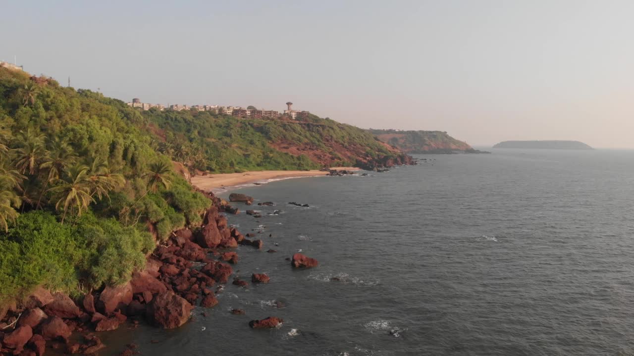 瓦斯科达伽马海滩海岸鸟瞰图视频素材