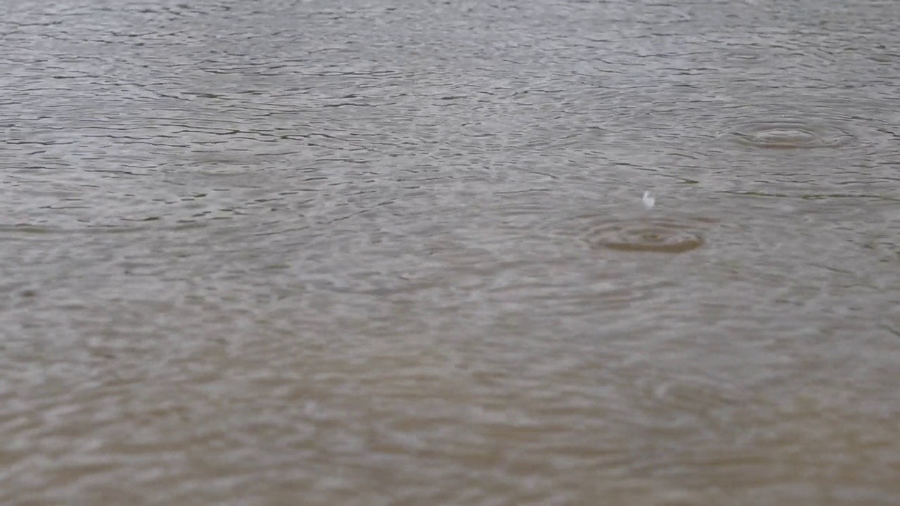 雨点溅在湖面上视频素材