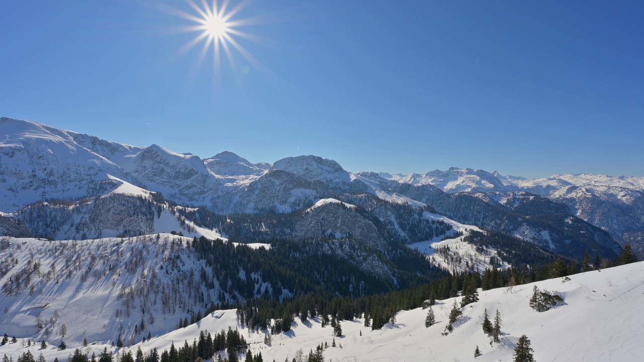 德国巴伐利亚州上巴伐利亚州Berchtesgaden国家公园Schönau am Königssee Schneibstein山脉视频素材