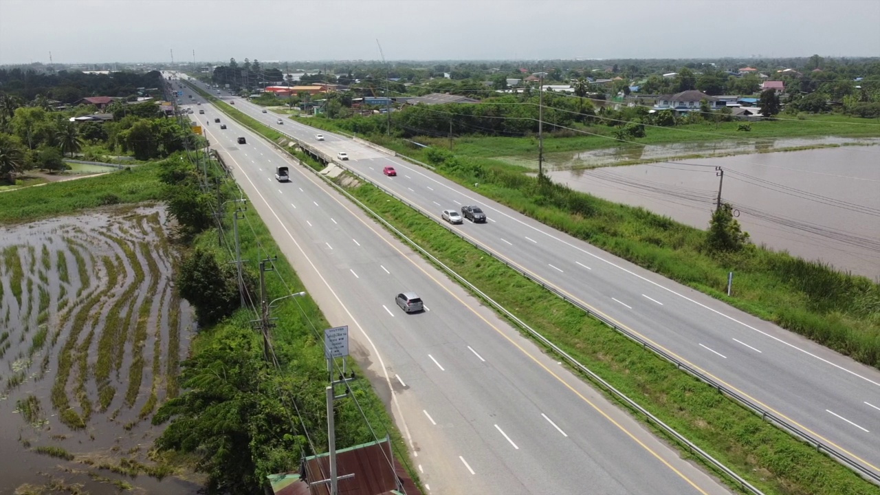 高速公路交通鸟瞰图视频素材