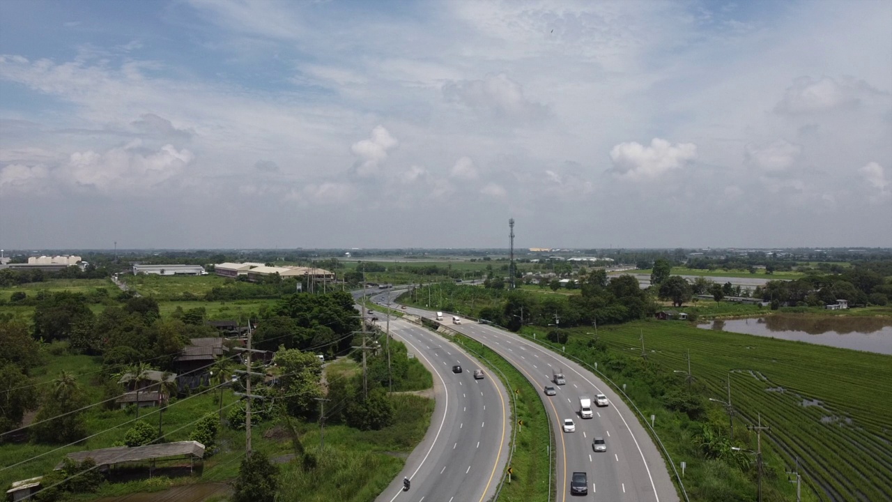 高速公路交通鸟瞰图视频素材