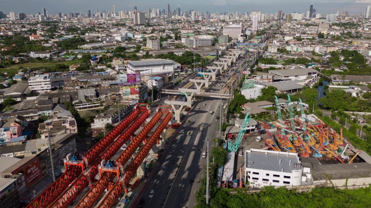 超塌空中无人机施工道路视频素材