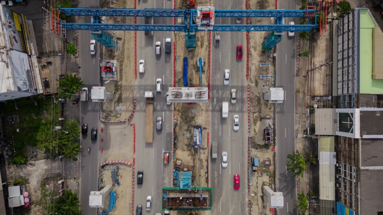 Hyperlapse俯视图施工道路视频素材