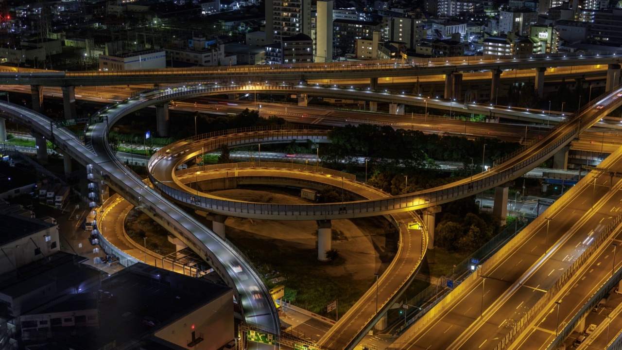 黄昏大阪高速公路视频素材