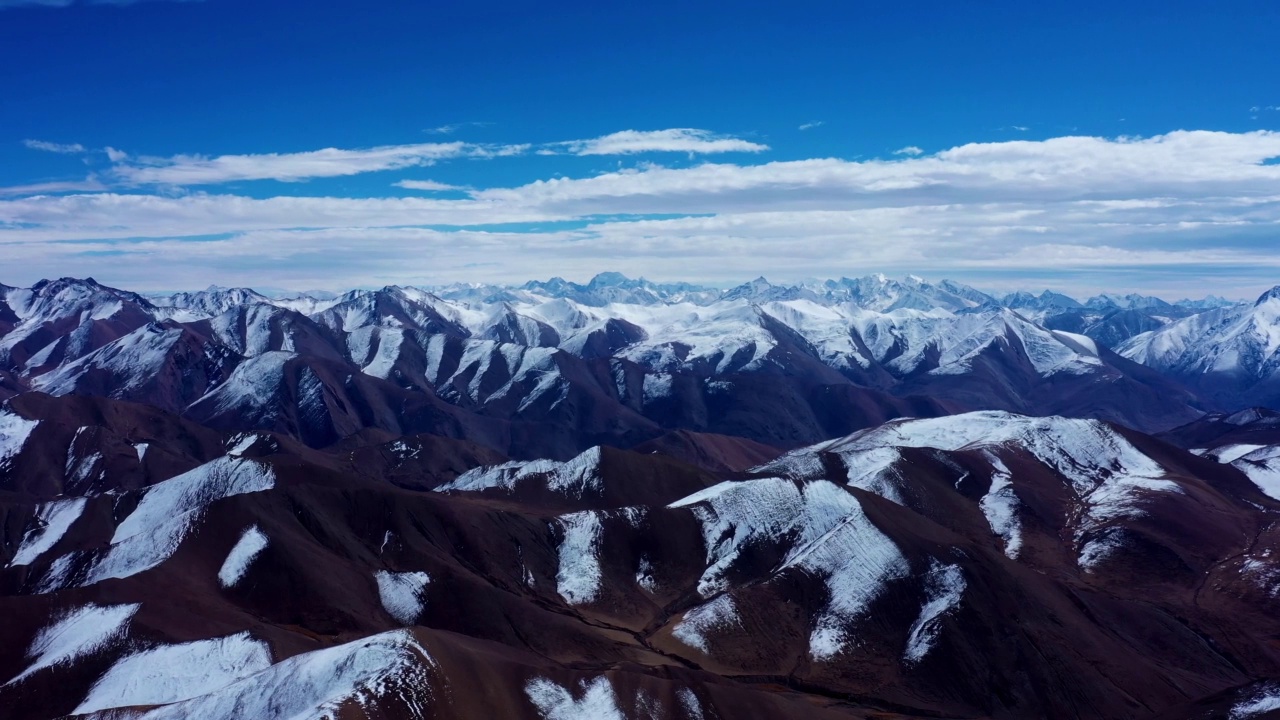 中国西藏喜马拉雅山脉的全景鸟瞰图。视频素材