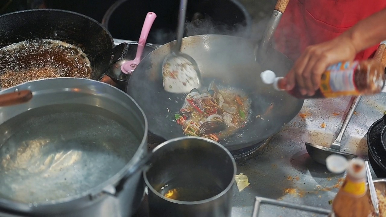 街海鲜市场。美食与旅游概念视频素材