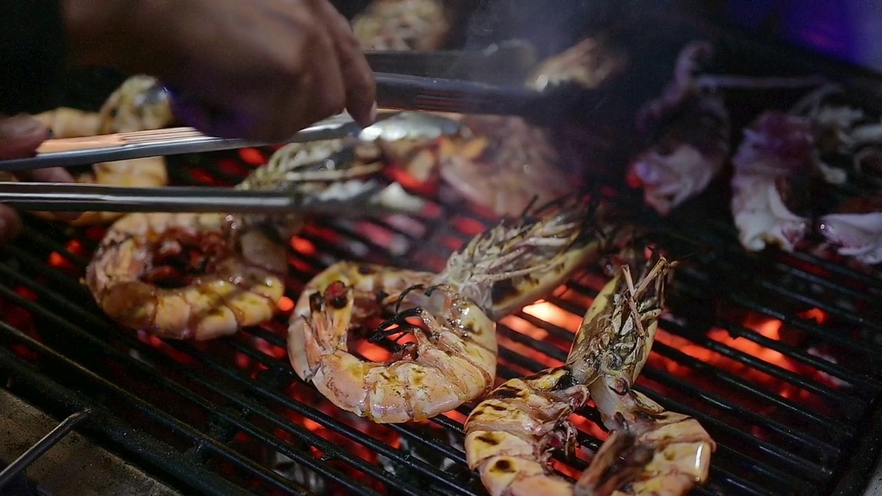 街海鲜市场。美食与旅游概念视频素材