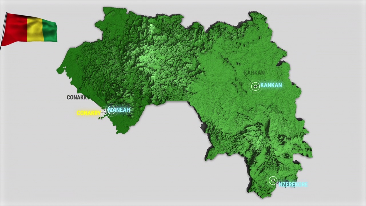 放大到几内亚的3d地图视频素材