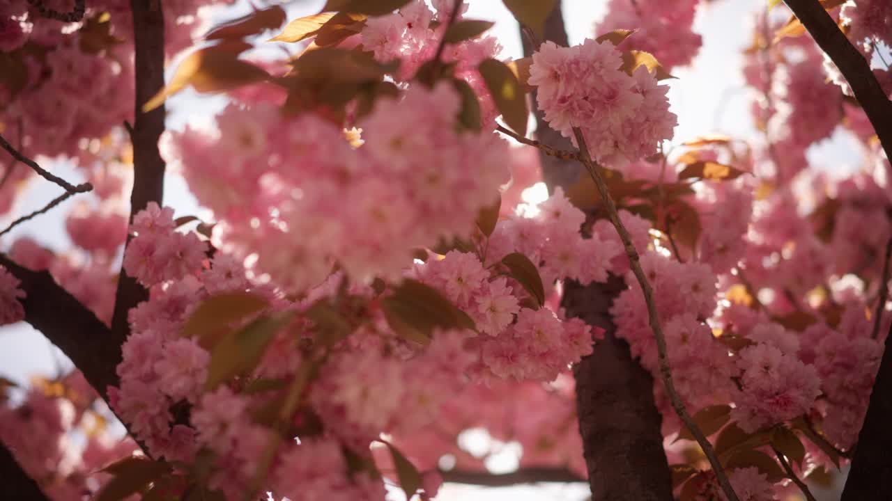 公园里盛开的樱花花树视频素材