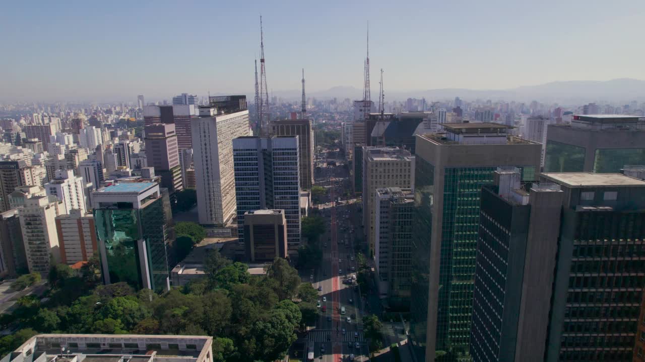 São Paulo主要街道Avenida Paulista的鸟瞰图视频素材