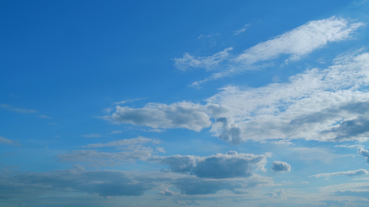 白云的背景。蓝色的天空与copyspace背景。时间流逝。视频素材