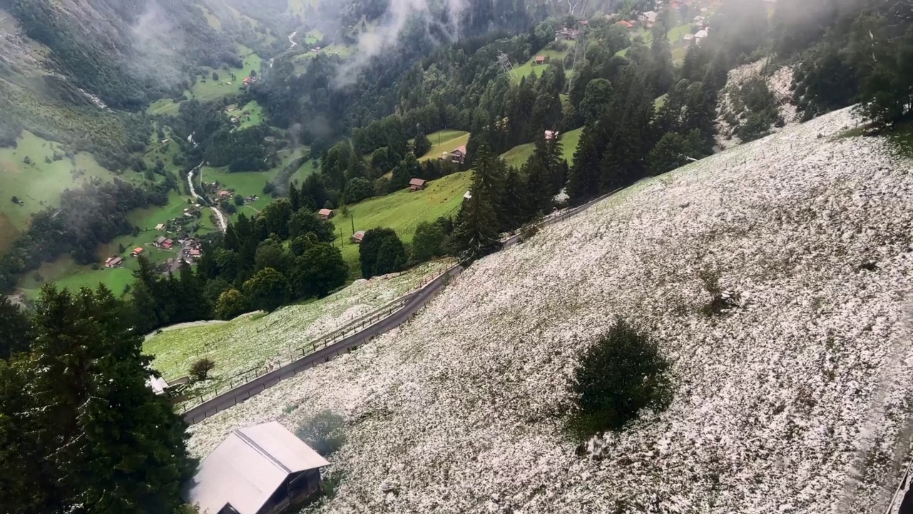 雪山覆盖的森林，瑞士村视频素材