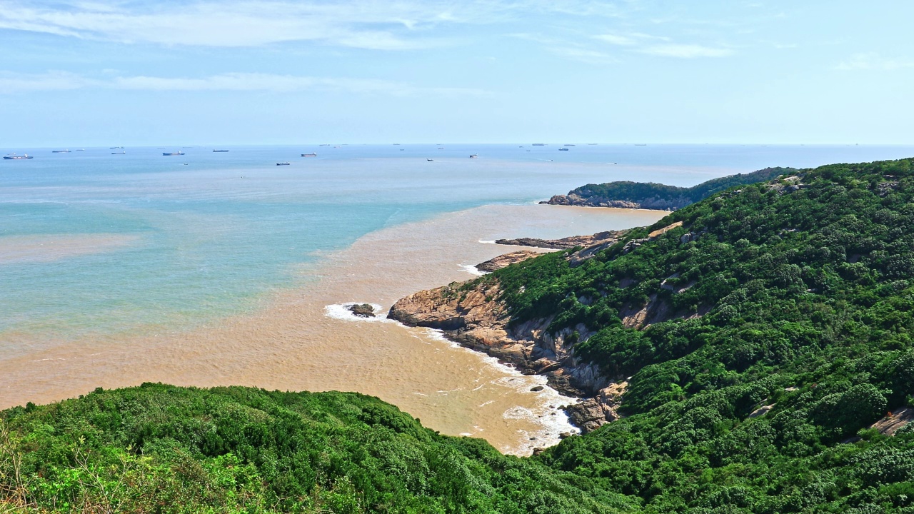 舟山美丽的海、山景观视频素材