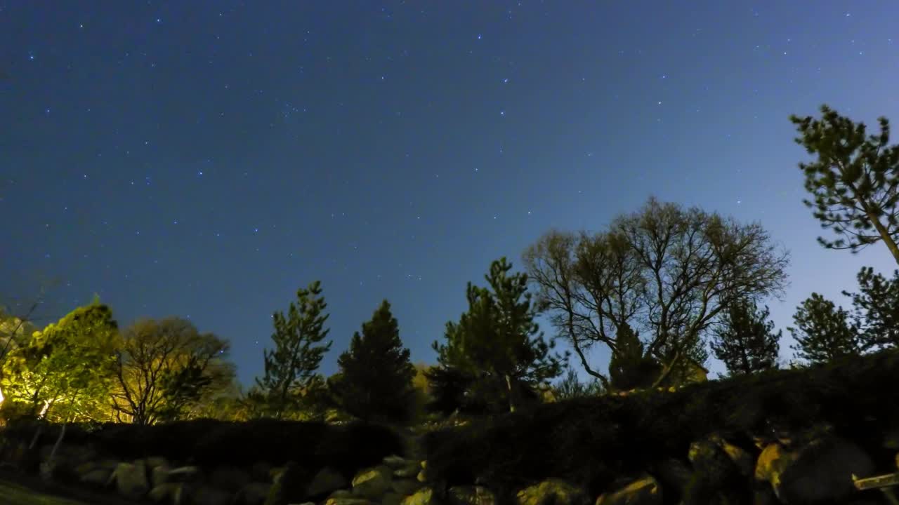 星空下山上树木的宁静景色——加利福尼亚州的拉斯维加斯视频素材