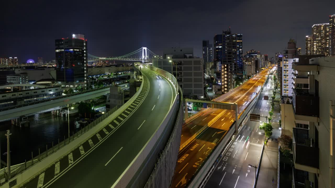 Shibaura高速公路夜间延时视频素材