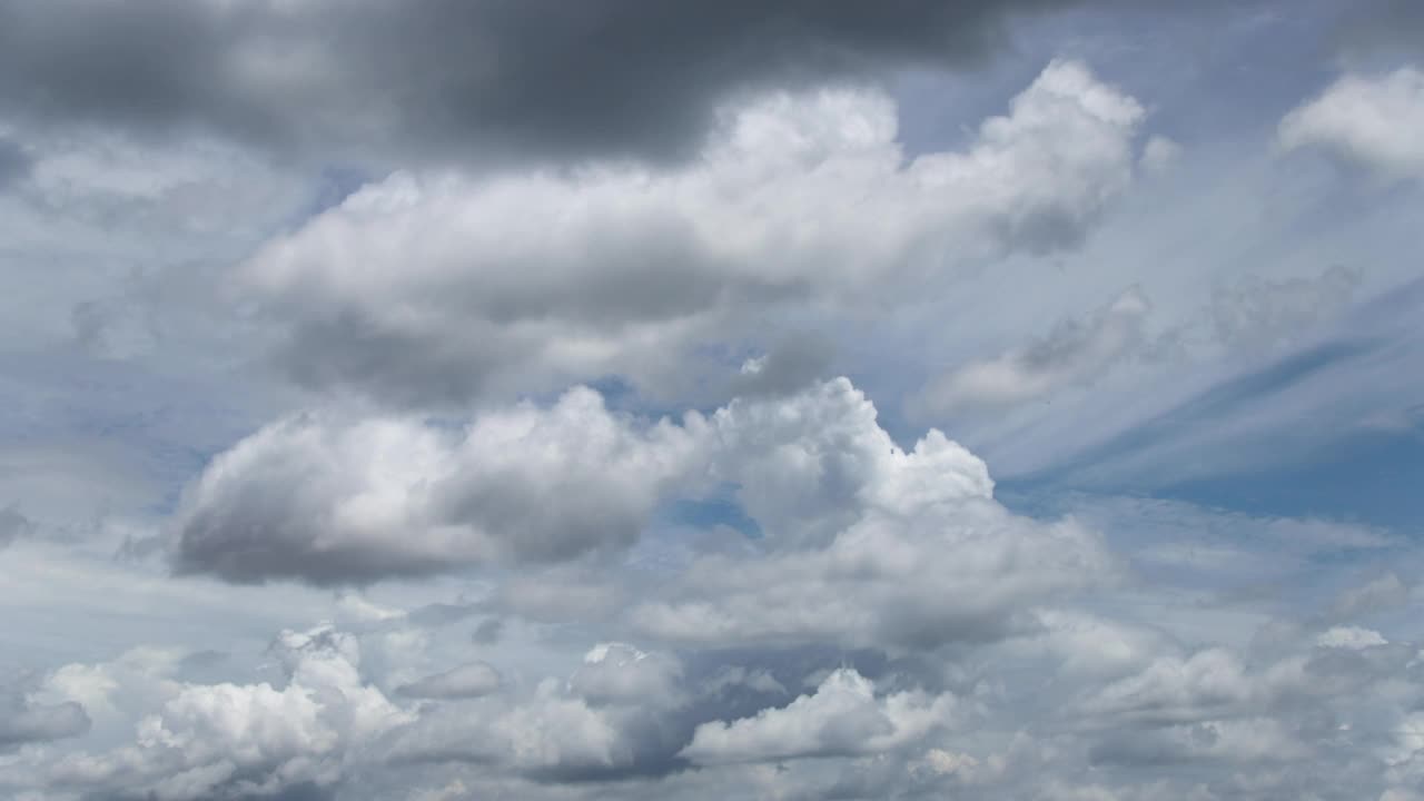 暴风雨前天空多云，乌云密布，广角全景多云天空暴风雨视频素材