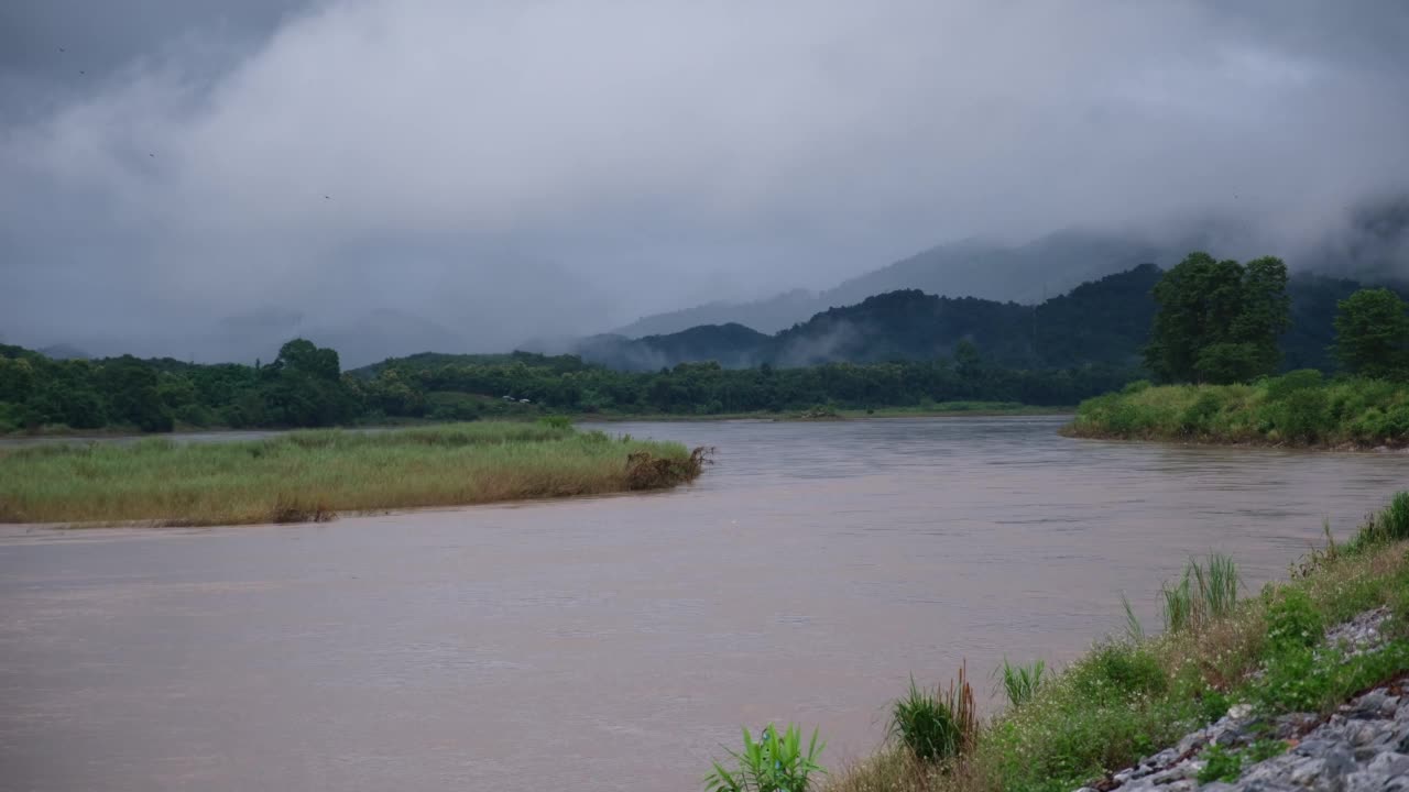 上午的湄公河景观和自然景观视频素材