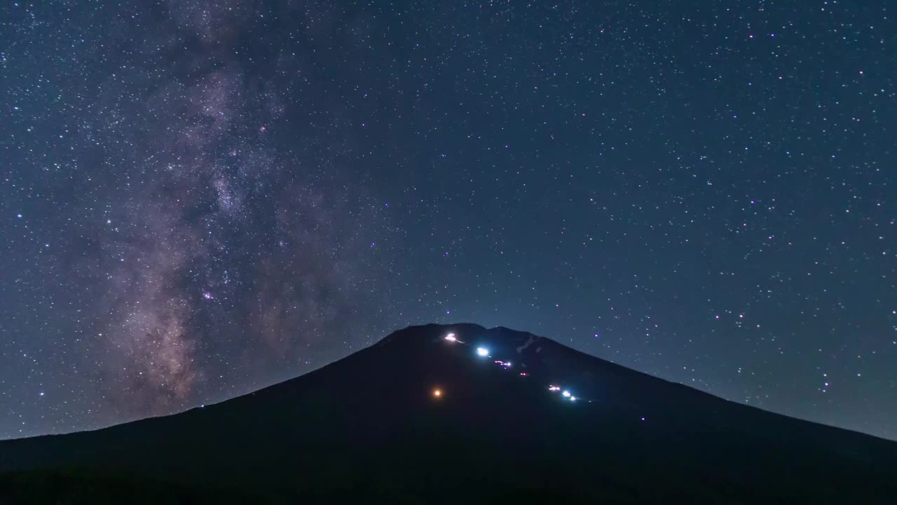 银河流入富士山的时间流逝视频下载