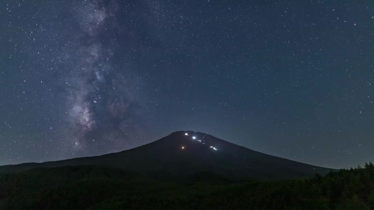 银河流入富士山的时间流逝视频素材