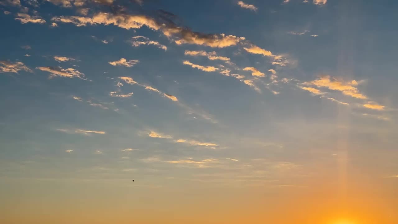 日落天空，鸟儿飞翔视频下载