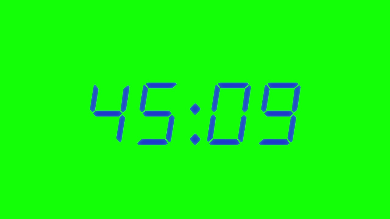 55秒数字闹钟倒数计时器。绿色屏幕上显示海军数字视频素材