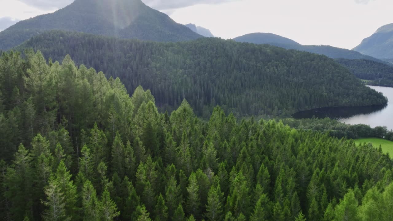 挪威湖的鸟瞰图视频素材