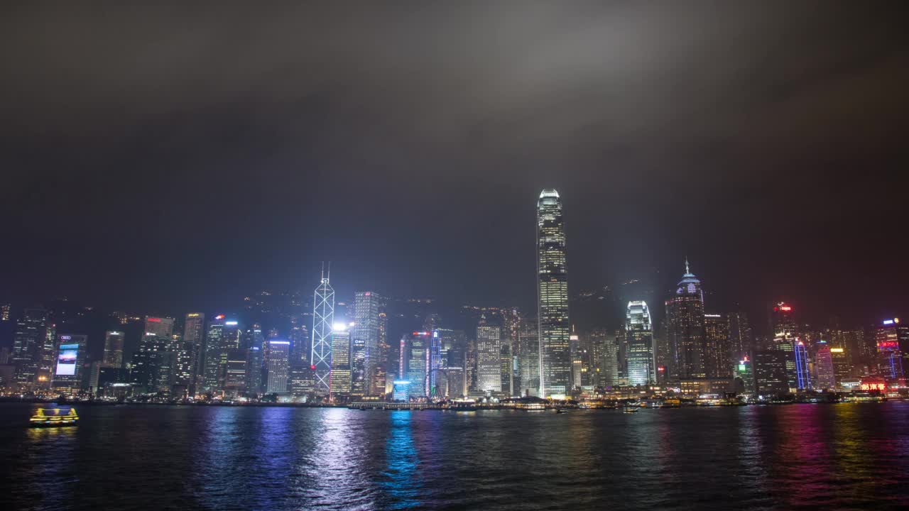 香港的夜晚，时光流逝视频素材