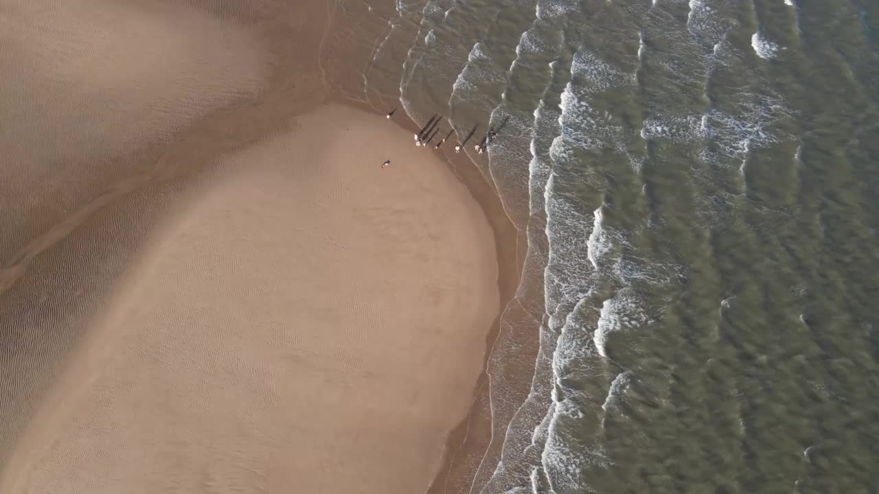 沿着海岸线的海浪和海滩视频素材