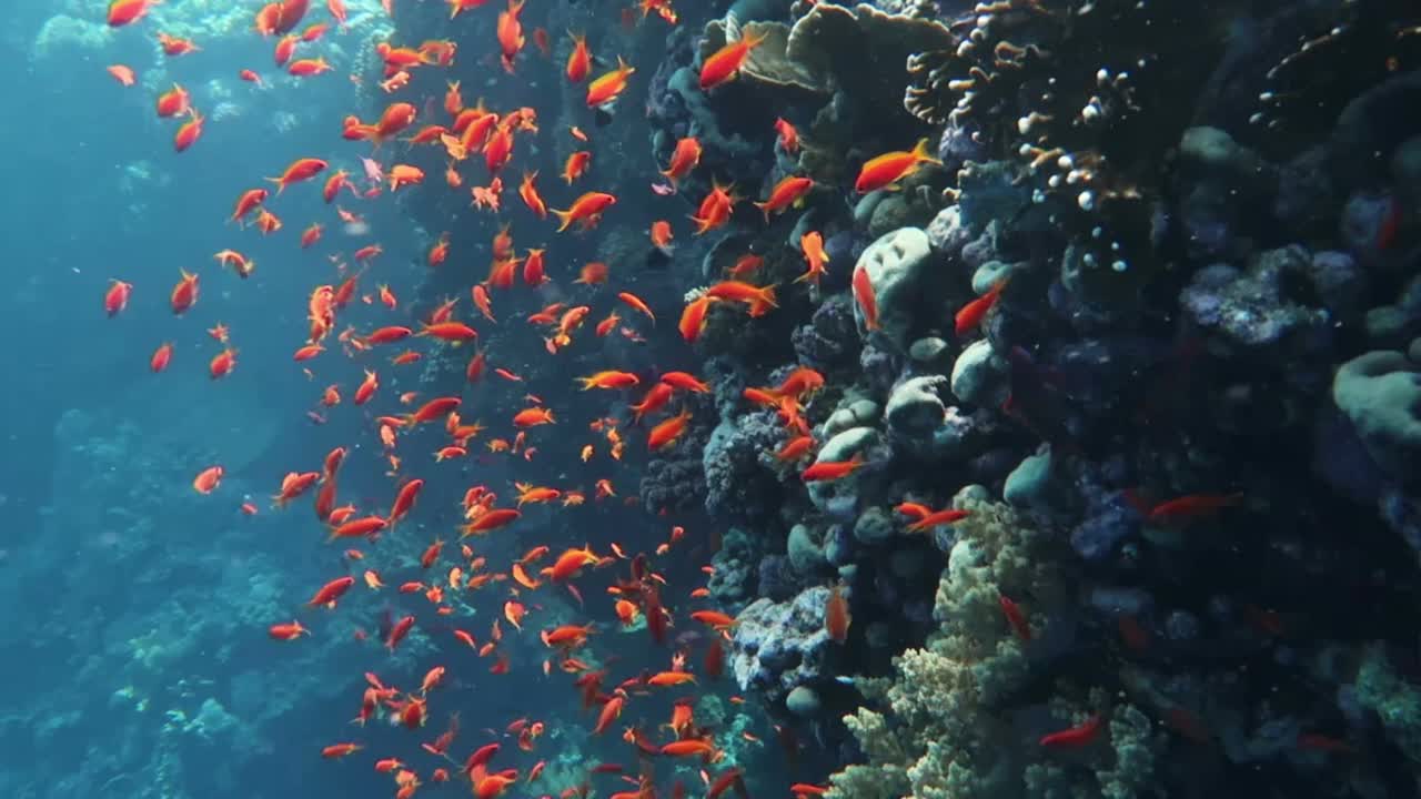 红海珊瑚和礁鱼视频素材