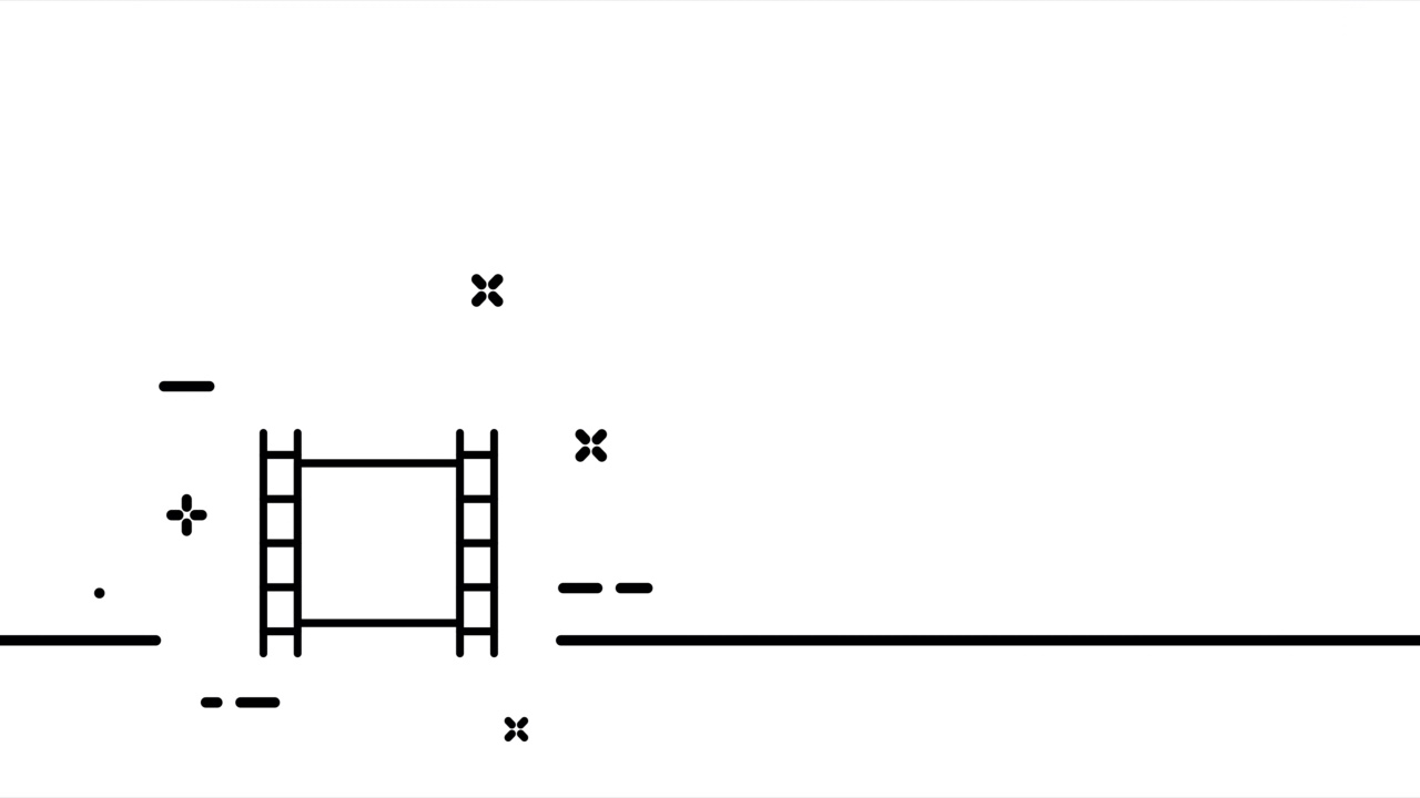 电影胶卷。创意职业，图片，图像，目标，爱好，摄影师，捕捉瞬间。艺术的概念。单线画动画。运动设计。动画技术的标志。视频4 k视频素材
