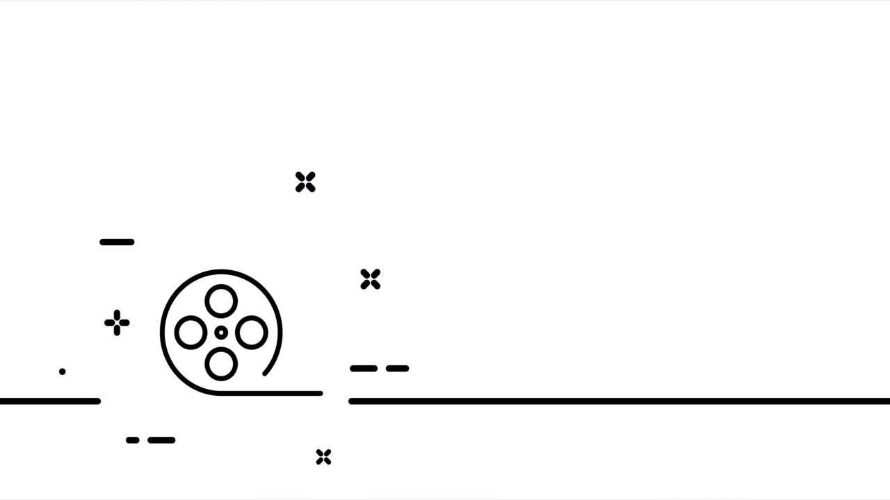 线轴电影胶卷。创意职业，图片，线轴，图像，目标，爱好，摄影师，捕捉瞬间。艺术的概念。单线画动画。运动设计。动画技术的标志。视频4 k视频素材