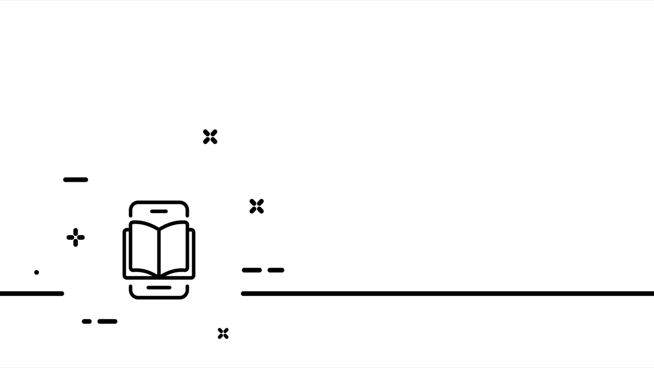 打开电话簿。大学，老师，电子书，远程学习，学生，讲座，呆在家里。学习的概念。单线画动画。运动设计。动画技术的标志。视频4 k视频素材