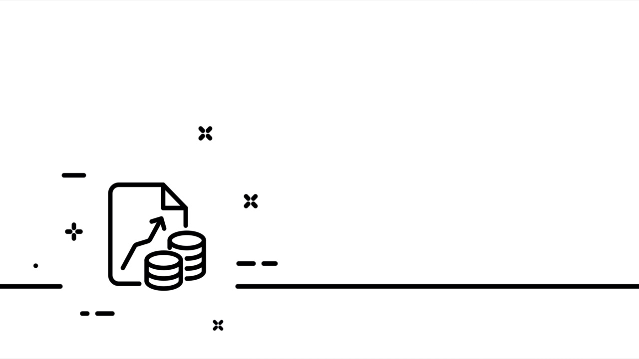 用钱币获利箭。职业，业务，收入，增长，费用，分析，布局，广告。analysisconcept数据。单线画动画。运动设计。动画技术的标志。视频4 k视频素材