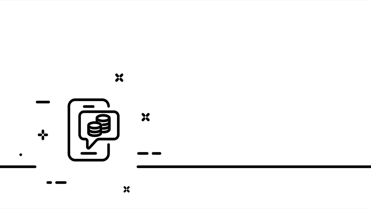 电话通知汇款事宜。言论泡沫、银行、货币、货币交易工资。财务管理的概念。单线画动画。运动设计。动画技术的标志。视频4 k视频素材