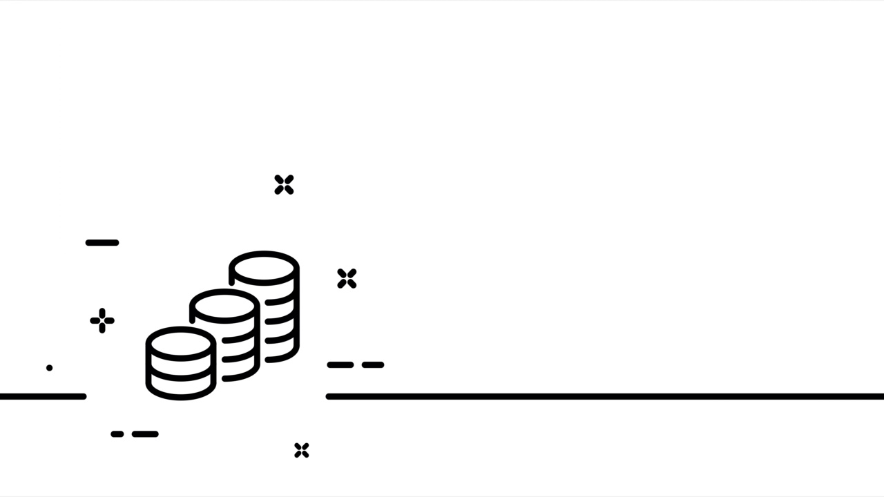 堆硬币。事业，生意，收入，成长，工资，税，已付，钞票，销售，购物。钱的概念。单线画动画。运动设计。动画技术的标志。视频4 k视频素材