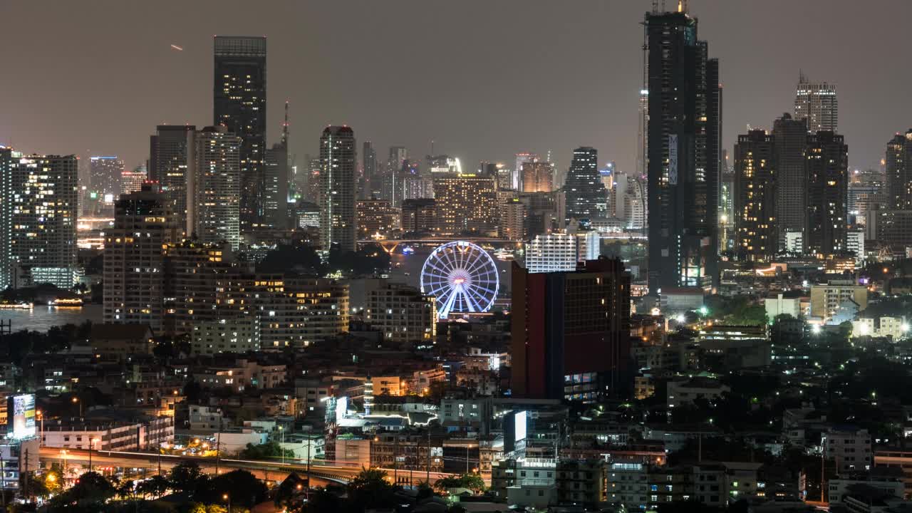 曼谷夜景与旅游景点和购物视频素材