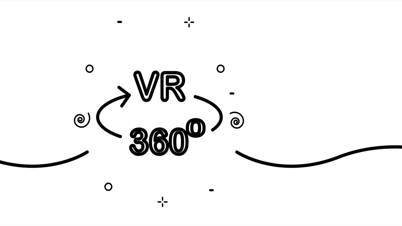 360度。Vr，虚拟现实，视角，网络空间，赛博朋克，圆形箭头，AR，人工智能。Metaverse的概念。单线画动画。运动设计。动画技术的标志。视频4 k视频素材