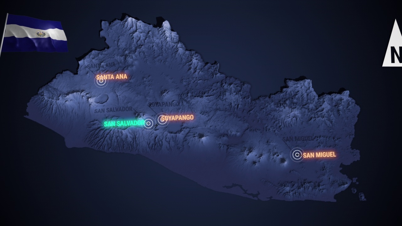 放大萨尔瓦多的3d地图之夜视频素材
