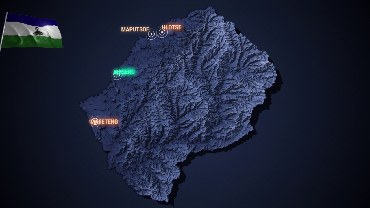 放大莱索托的3d地图之夜视频素材