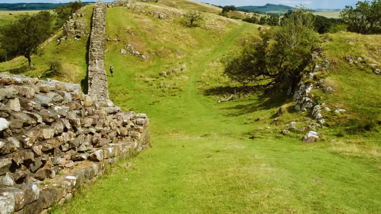 哈德良长城，诺森伯兰，英格兰，英国视频素材