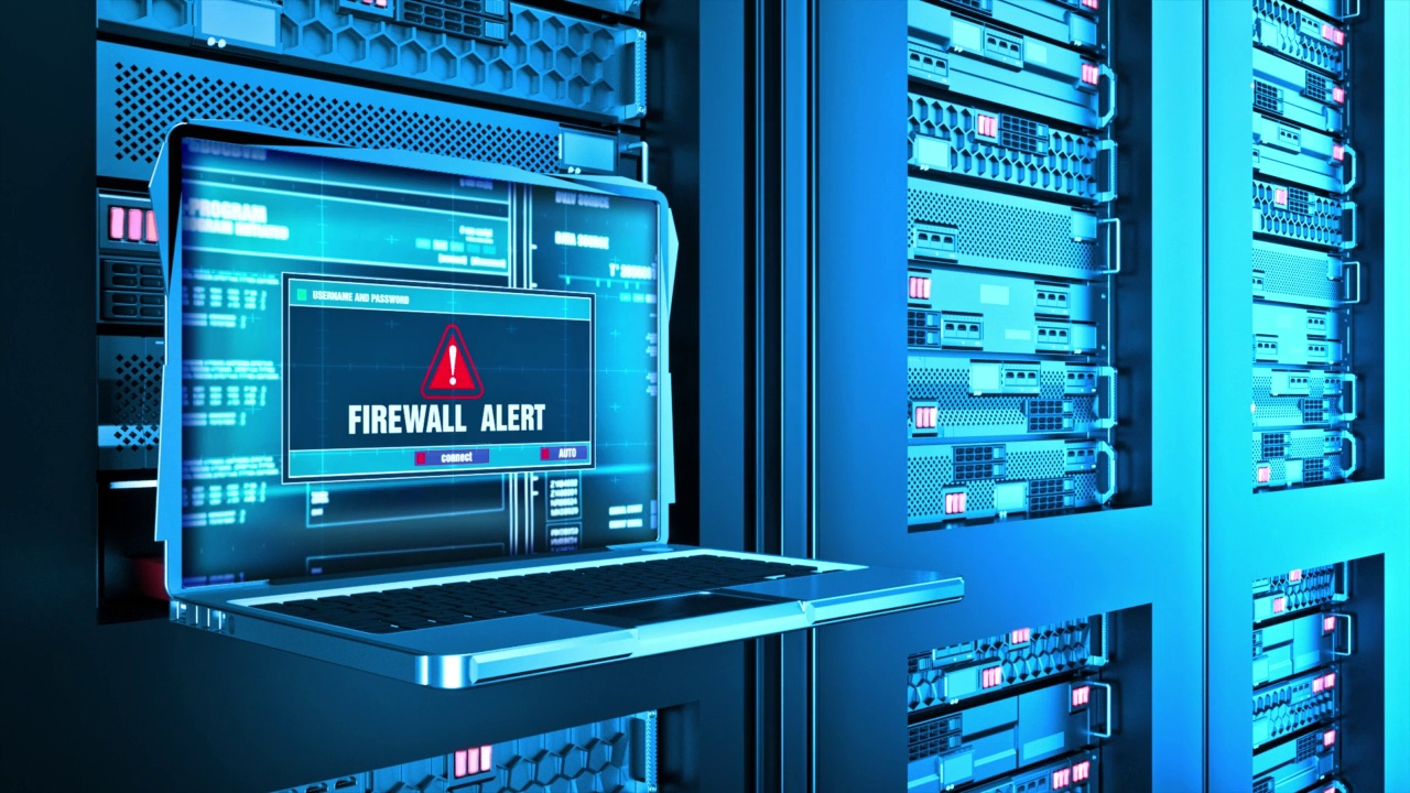 firewall alert警告计算机屏幕上的错误提示文本视频素材