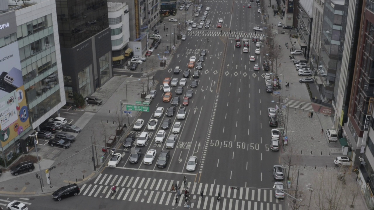 韩国首尔江南区城市道路视频素材