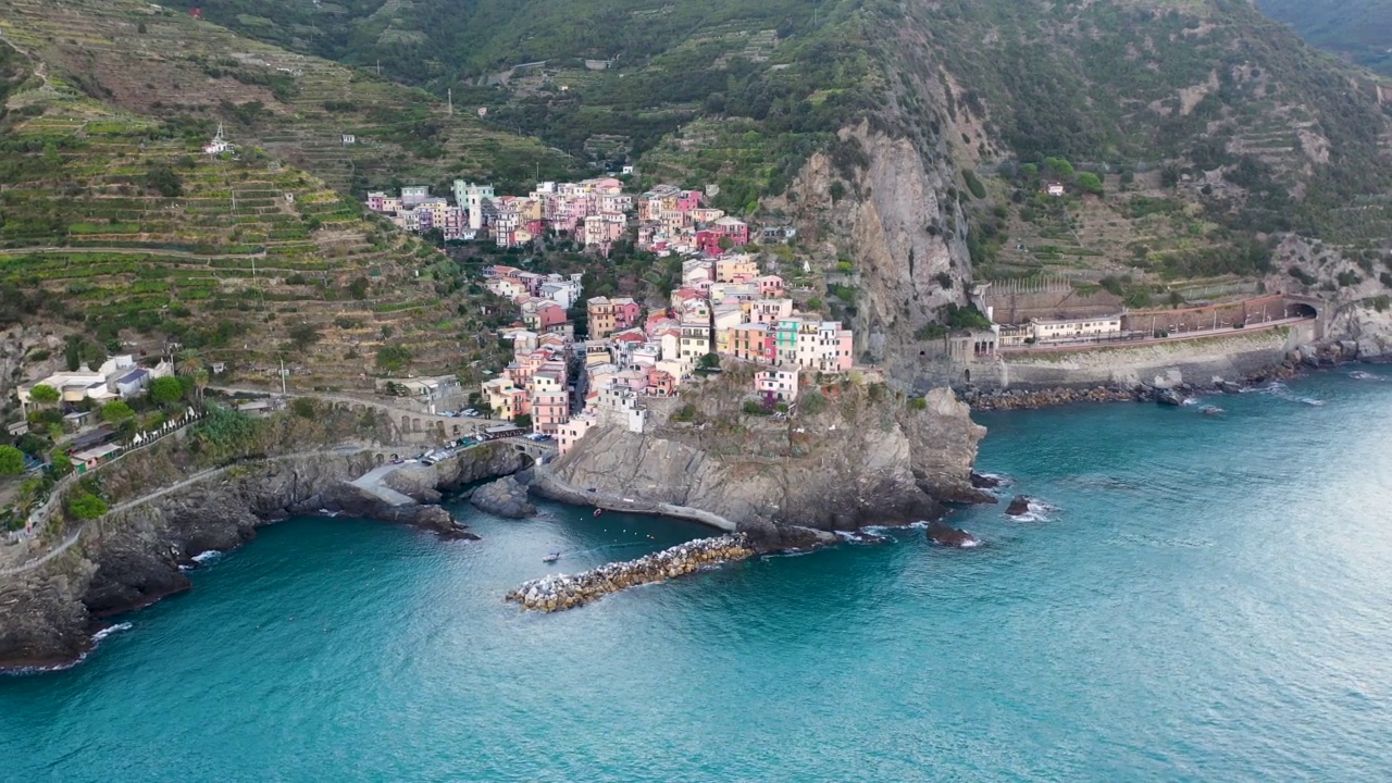 Manarola, La香料，利古里亚，意大利北部。视频素材