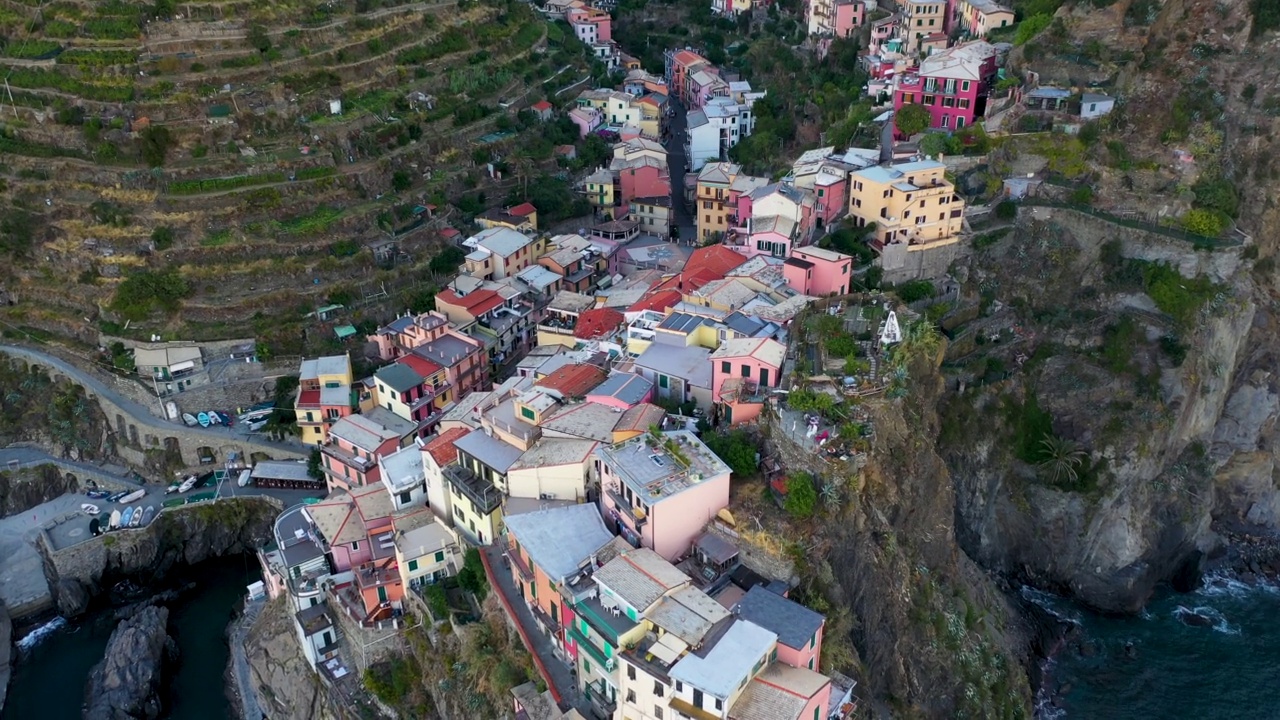 Manarola, La香料，利古里亚，意大利北部。视频素材