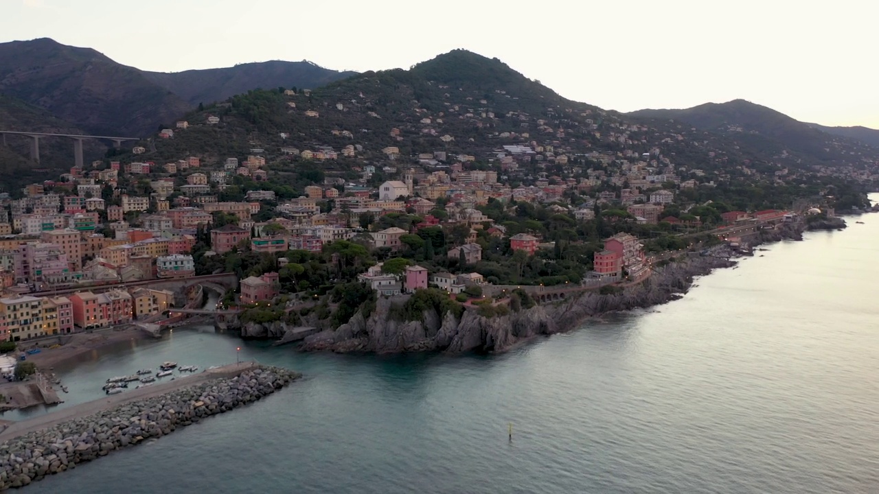 Nervi, Riviera，北意大利Levante视频素材